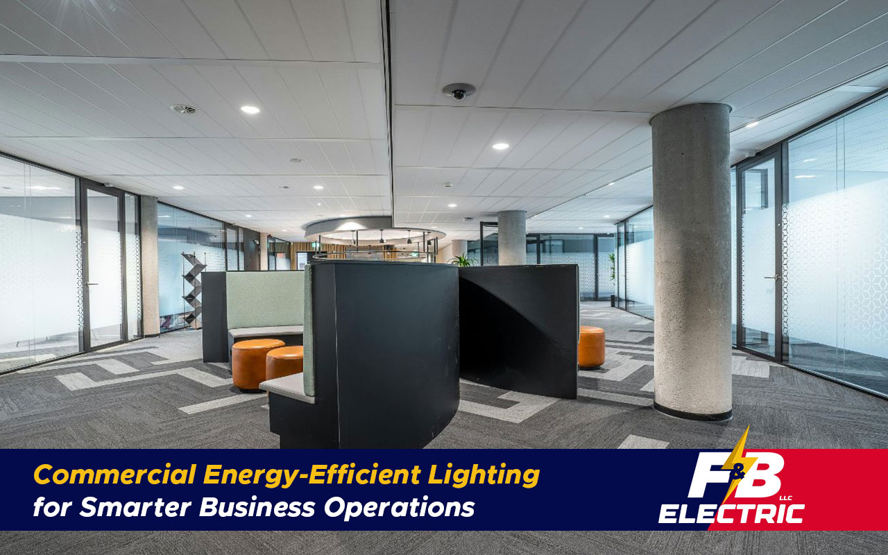 Bright LED lighting in a modern Halethorpe commercial office