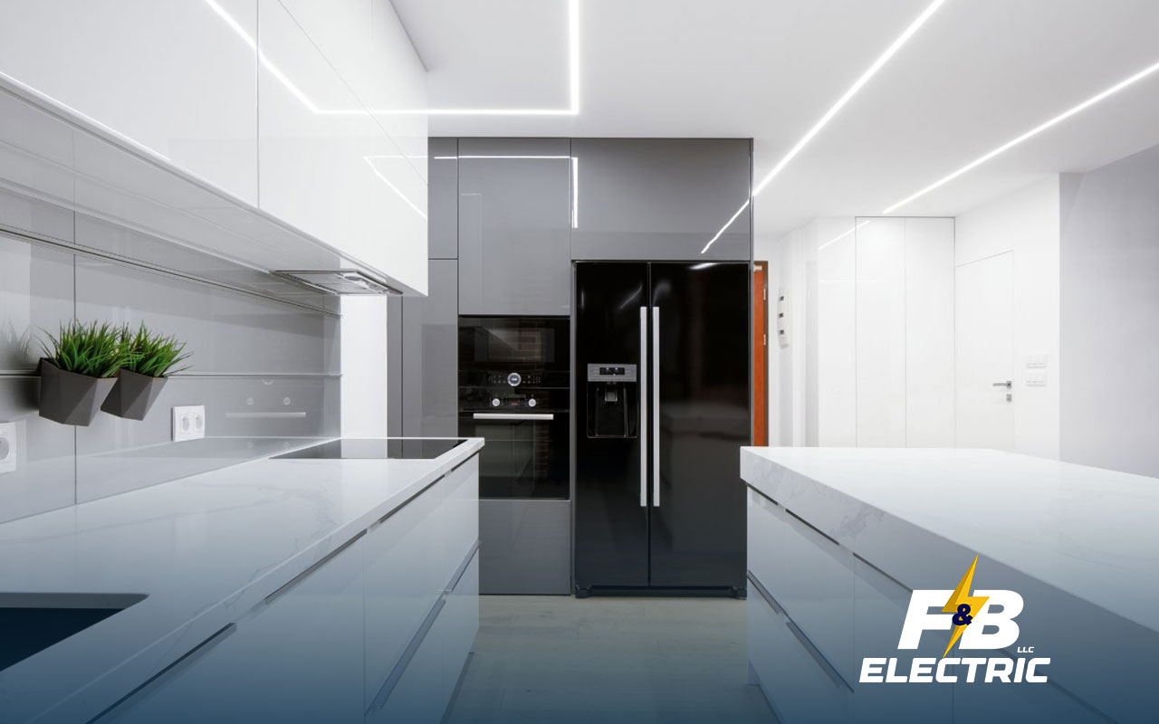 Energy-efficient LED lights installed in a Halethorpe kitchen
