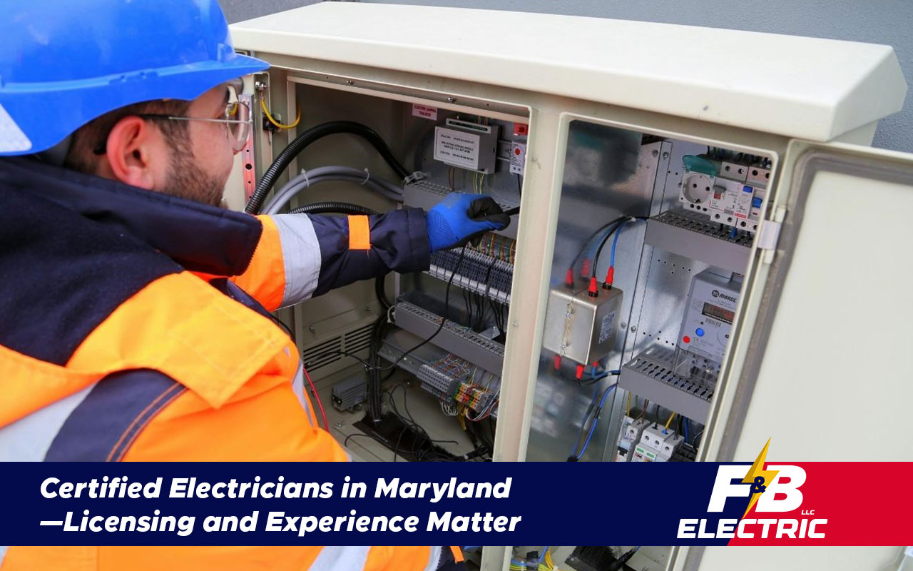 Certified Maryland electrician wiring a home panel
