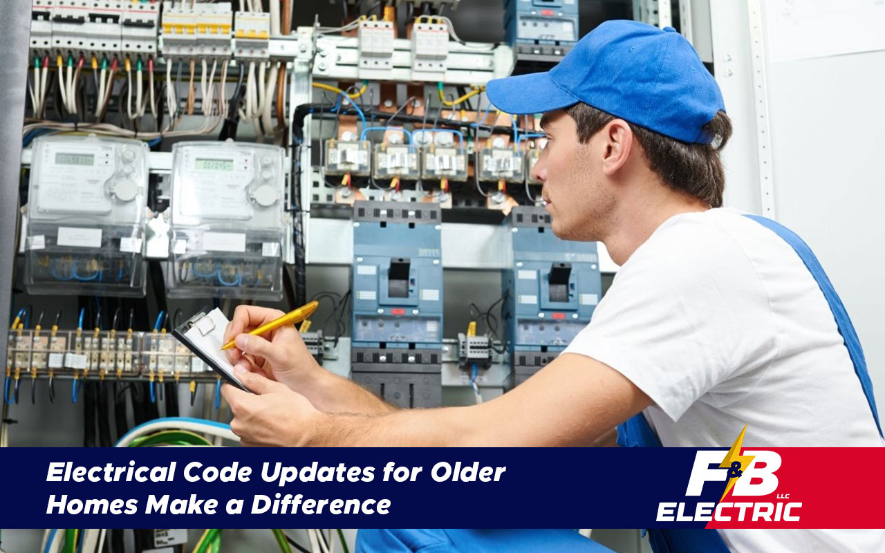 Electrician performing code inspection on an older home's wiring
