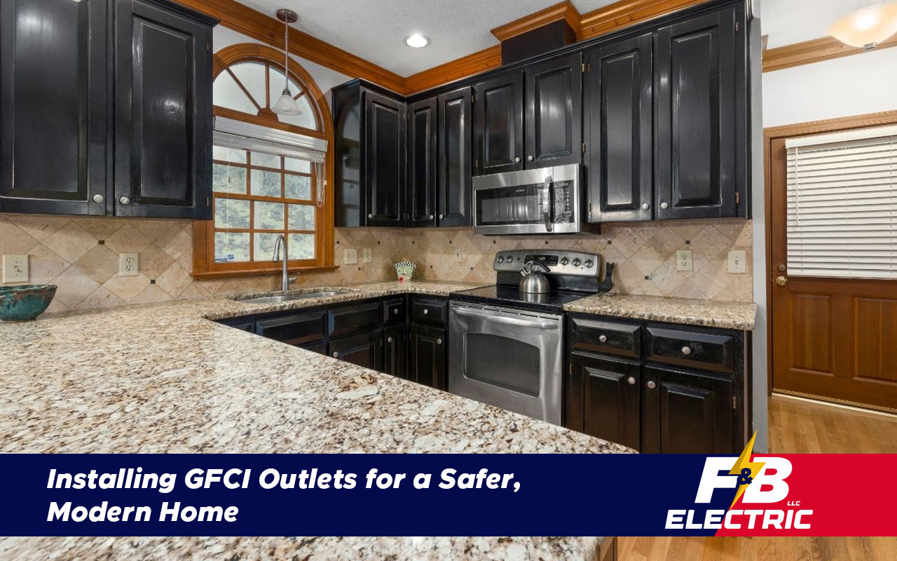 GFCI outlet installed above a kitchen counter