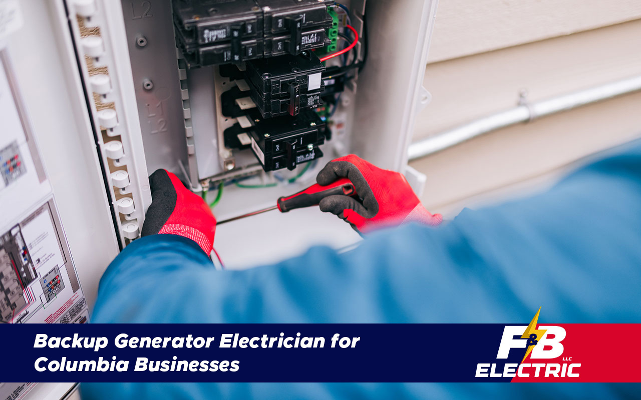 Licensed electrician installing a backup generator in Columbia, MD