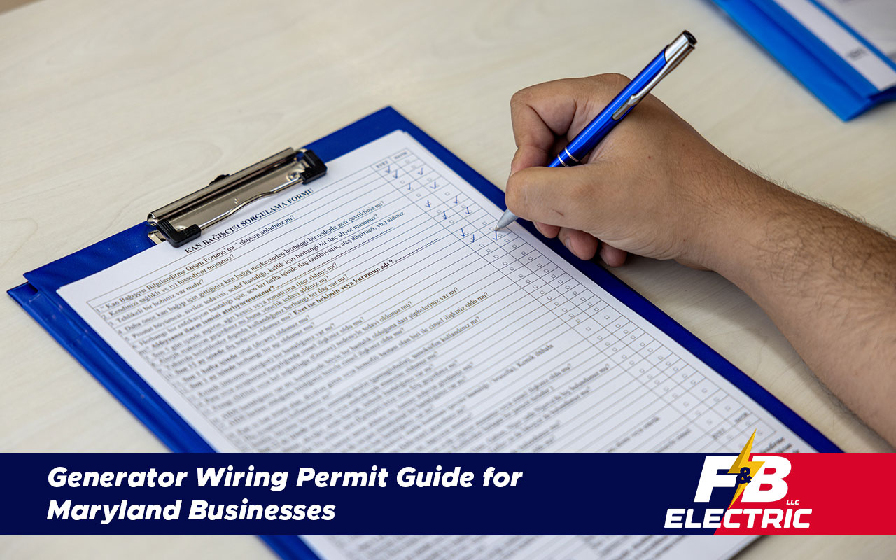 Generator wiring permit form for commercial installation in Maryland