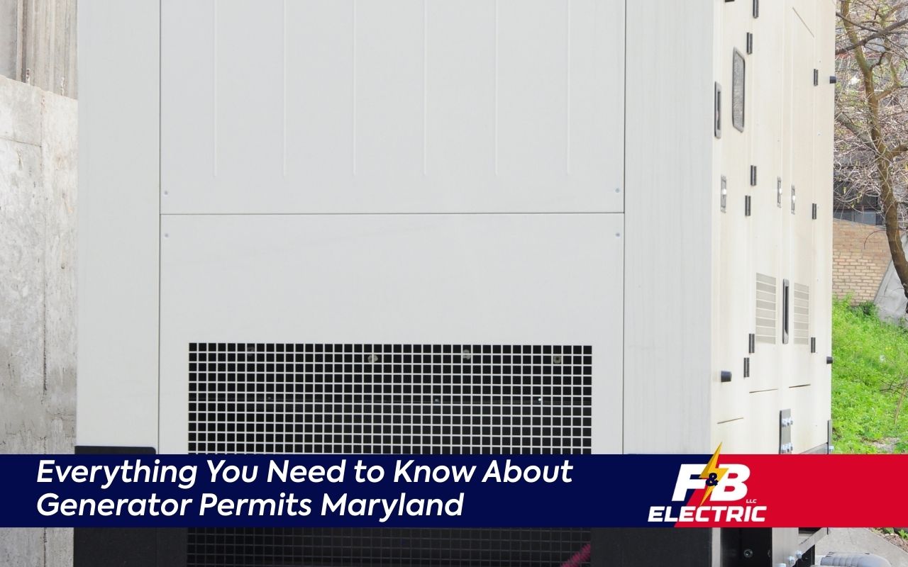 Residential generator installed in Maryland with proper permits and safety measures.