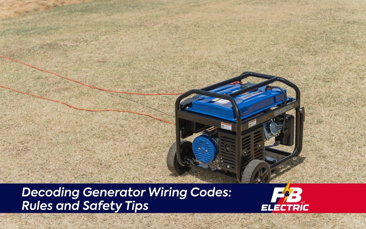 Generator wiring diagram showing connections, breakers, and grounding