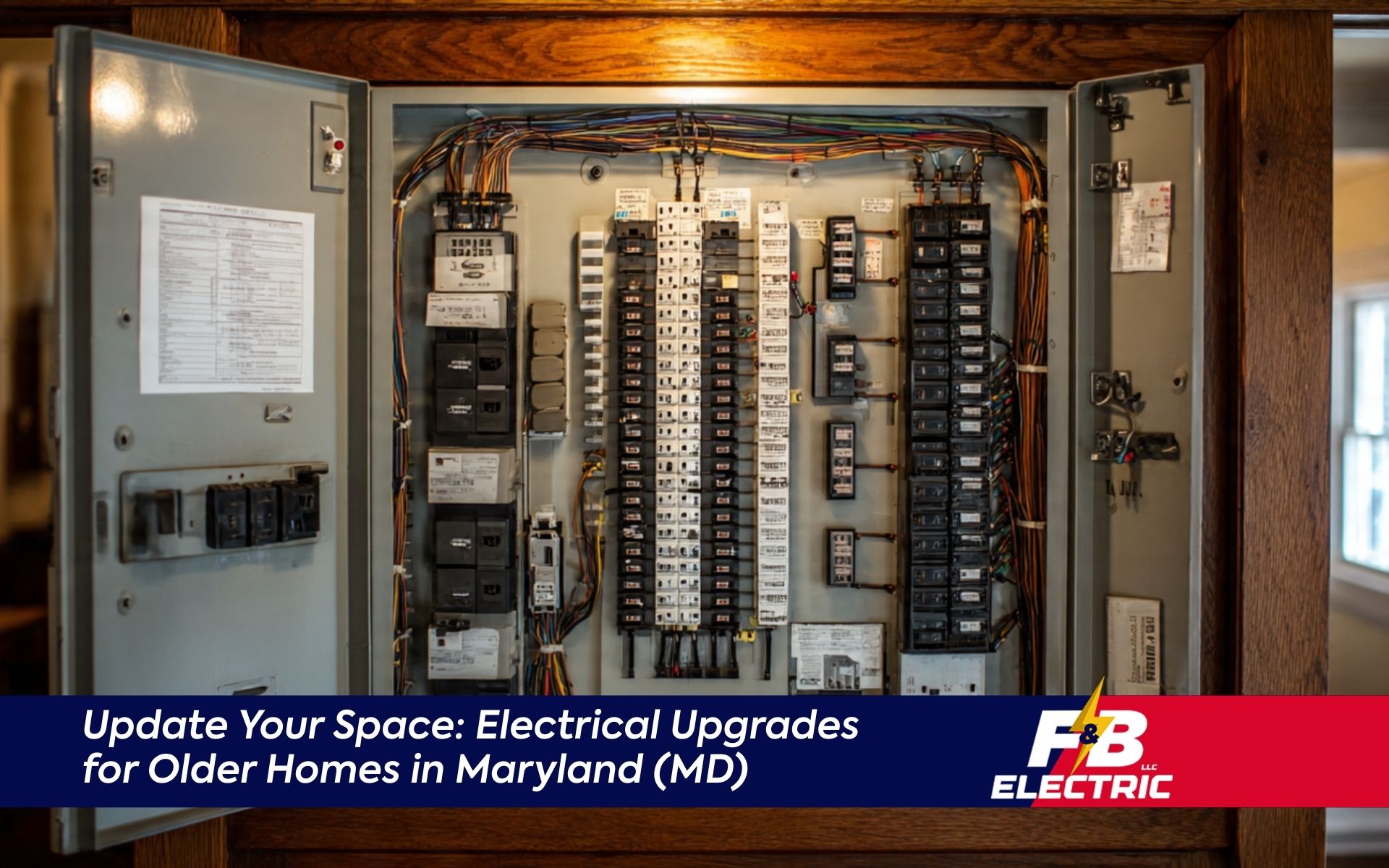 Electrical Upgrades for Older Homes in Maryland (MD) with a modern breaker panel upgrade.