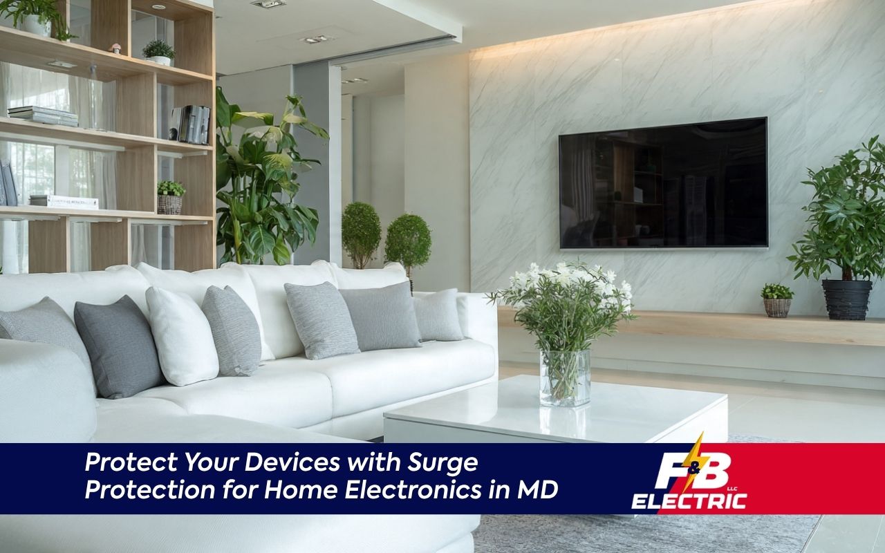 Surge protection for home electronics in MD in a modern living room setup