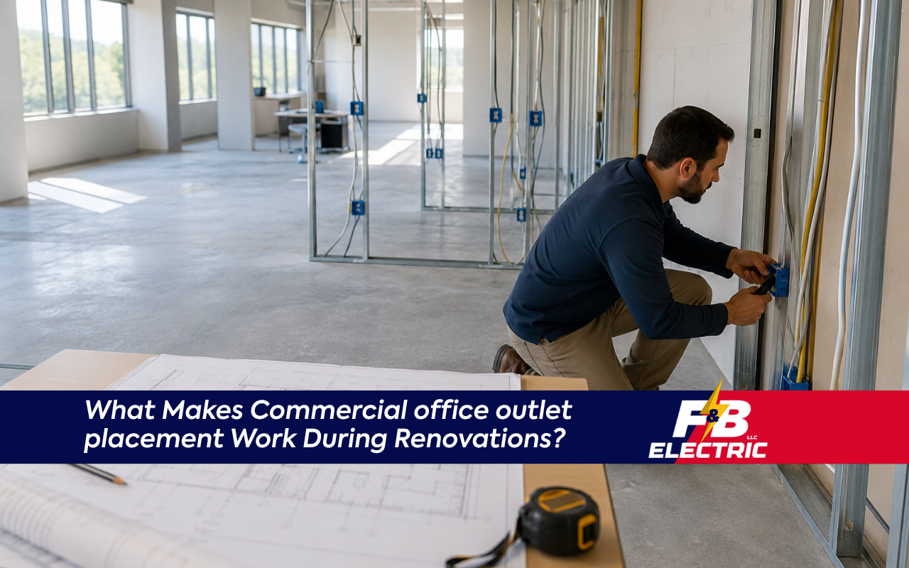 Commercial office outlet placement planning for a Maryland office renovation