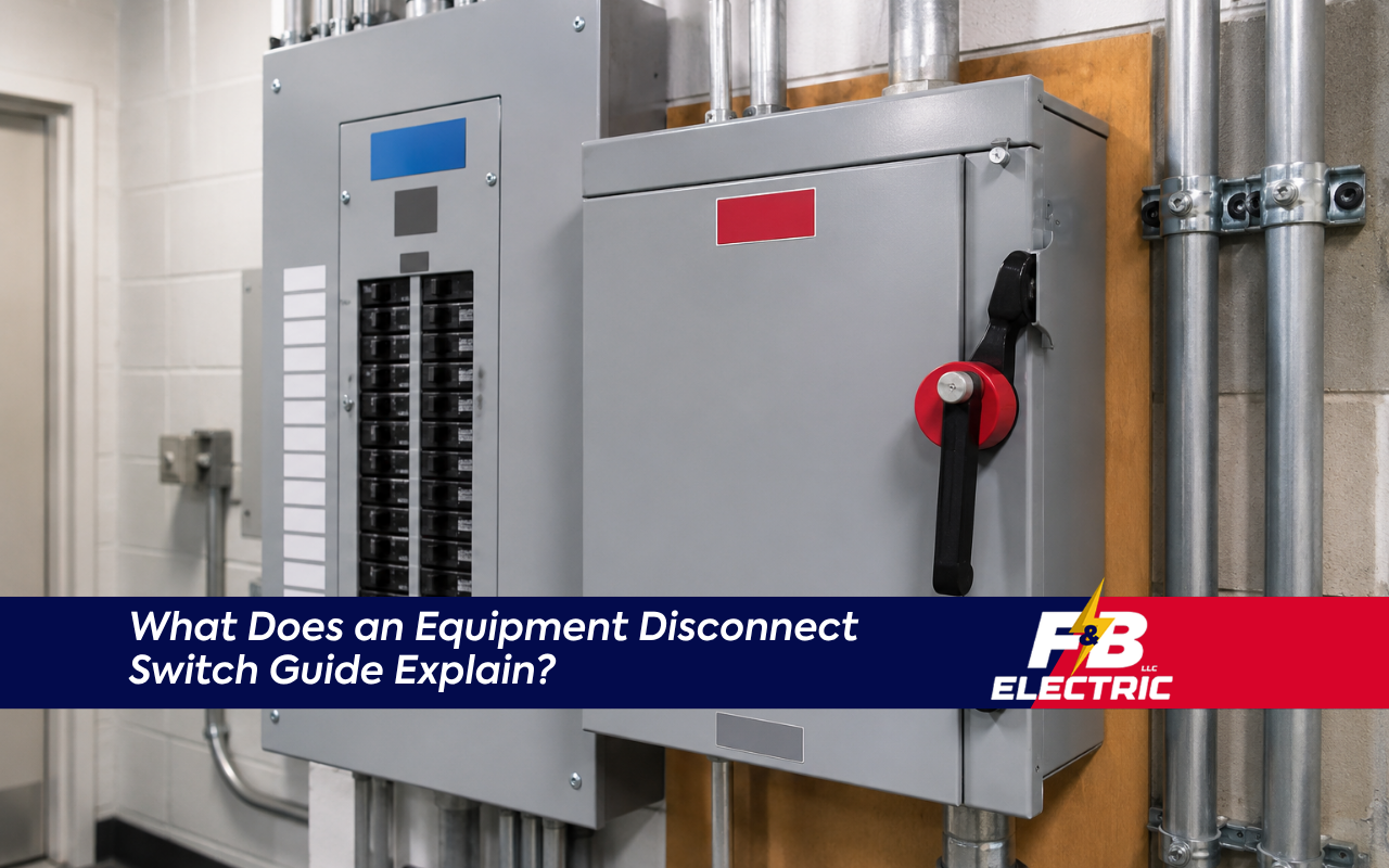 Equipment disconnect switch guide showing a labeled electrical shutoff panel