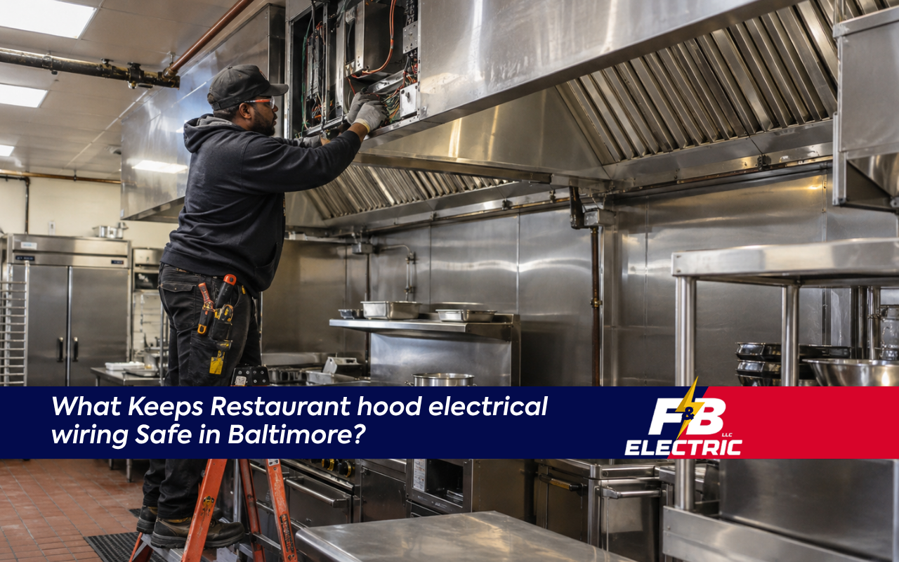 Restaurant hood electrical wiring in a Baltimore commercial kitchen