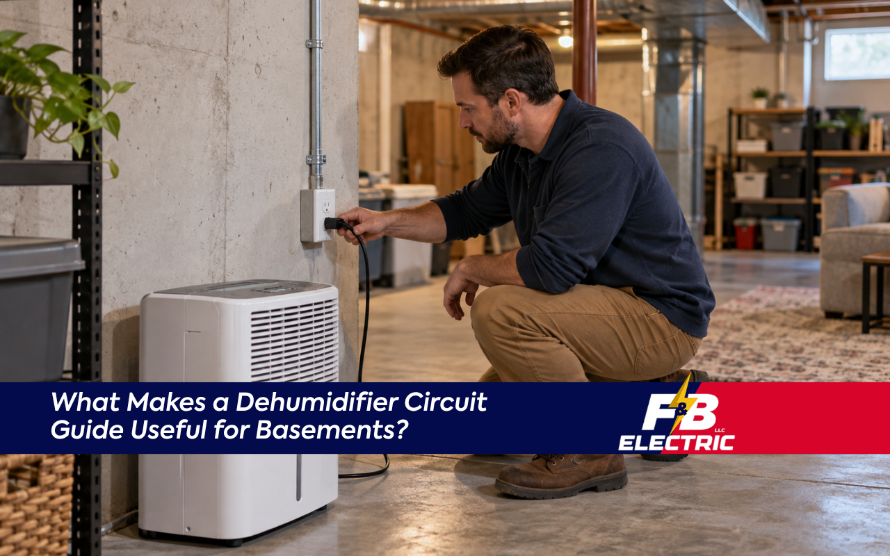 Dehumidifier circuit guide showing a safe basement outlet setup in Columbia, MD