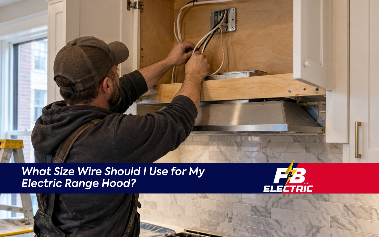 Range hood electrical wiring planned inside a Baltimore kitchen cabinet